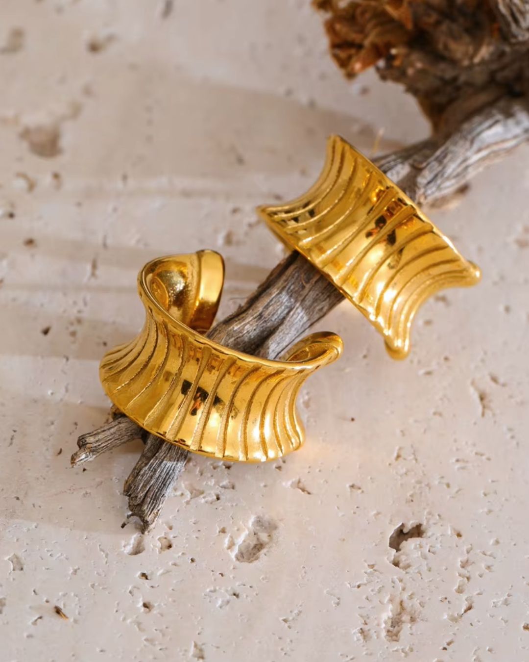 Sunlit Cove | Sculptural 18ct PVD Gold-Plated Hoop Earrings