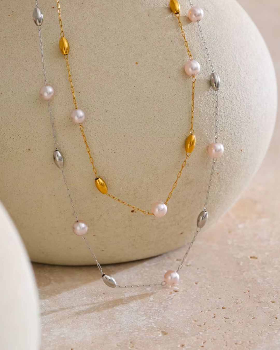 After the Moonrise | Imitation Pearl 18ct PVD Gold-Plated Necklace