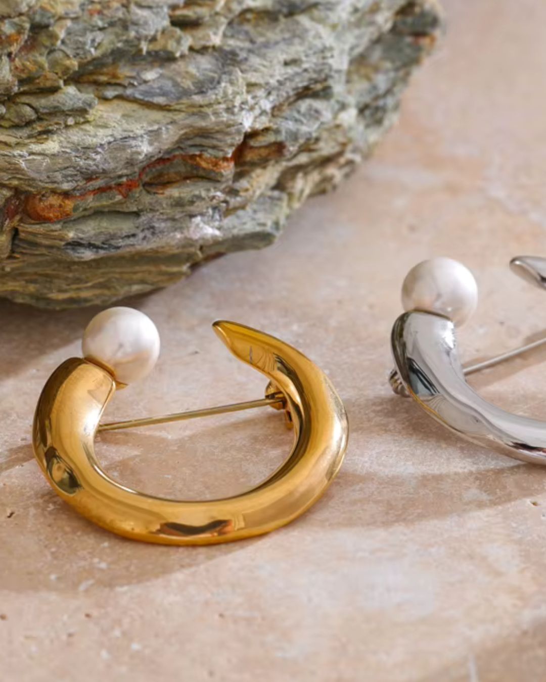 The Pearl Arc | Imitation Pearl 18ct PVD Gold-Plated Brooch