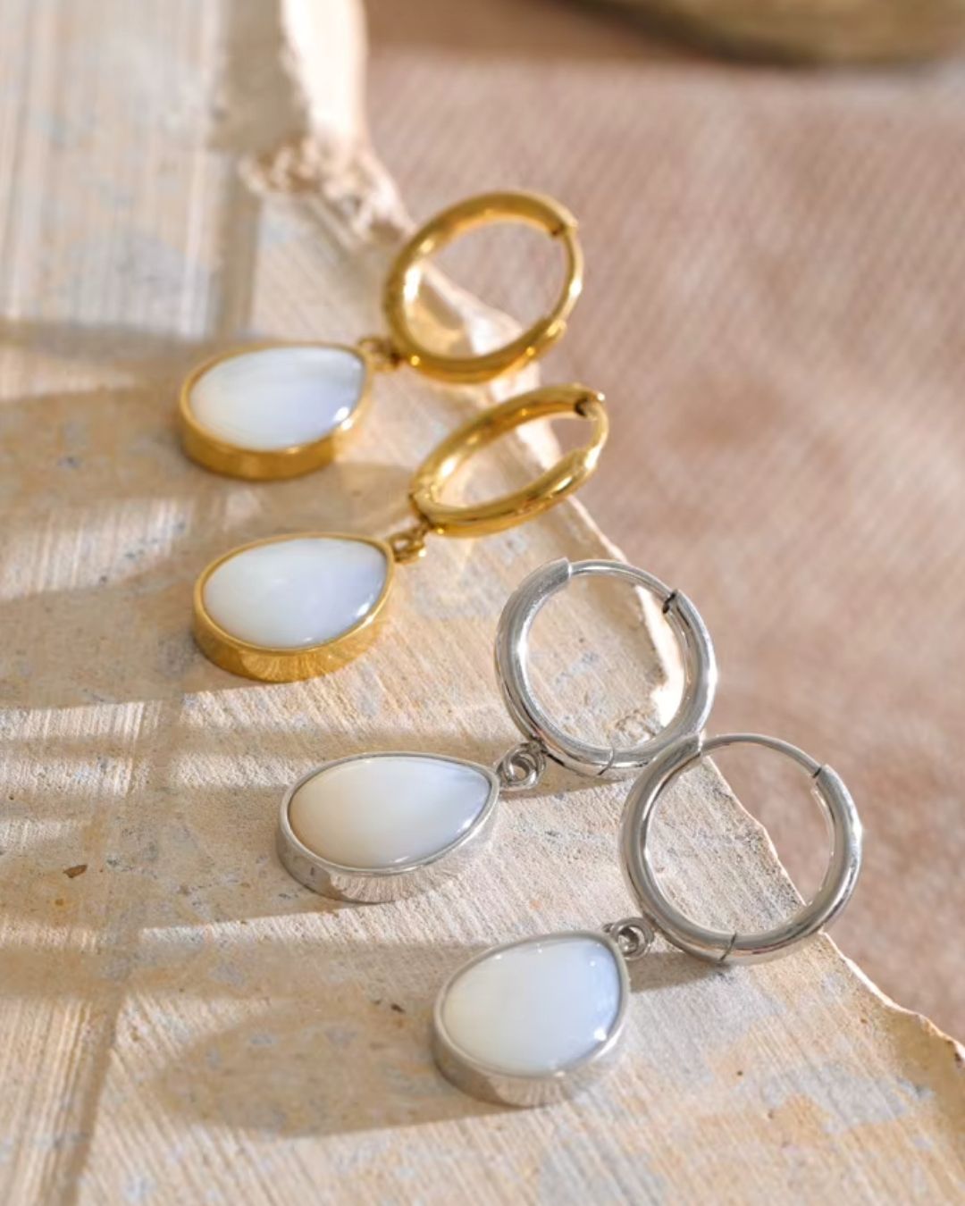 The Moonpetal | Natural Shell 18ct PVD Gold-Plated Stud Earrings