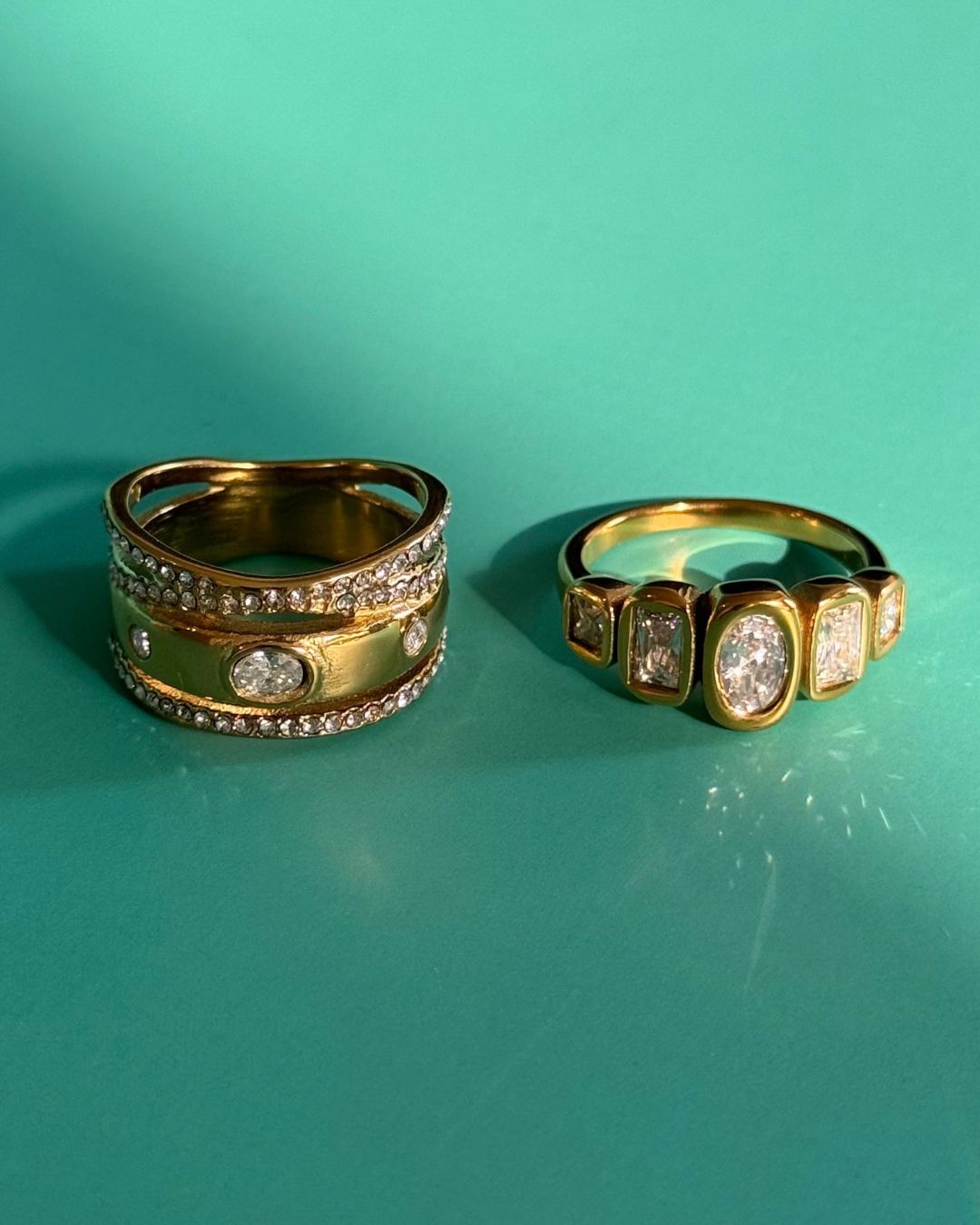 The Threefold Light | Cubic Zirconia 18ct PVD Gold-Plated Stacked Ring