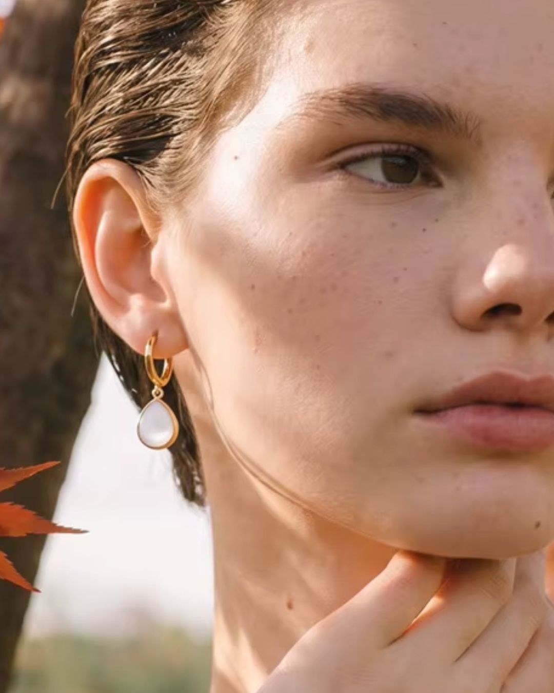 The Moonpetal | Natural Shell 18ct PVD Gold-Plated Stud Earrings