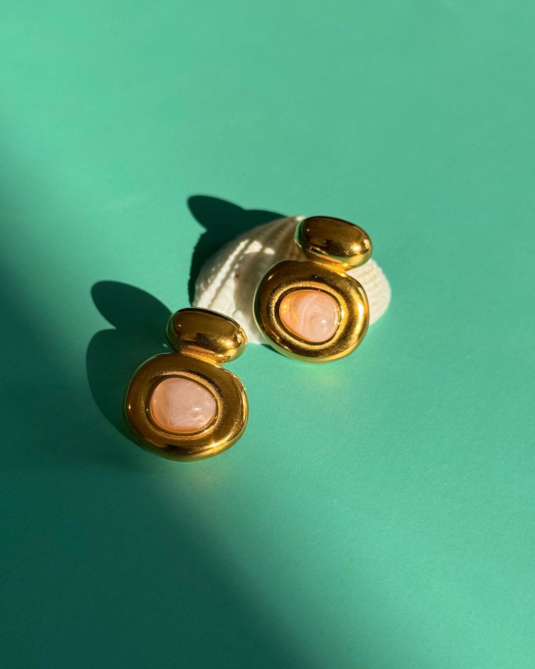 The Blush Stone | Pale Pink 18ct PVD Gold-Plated Stud Earrings