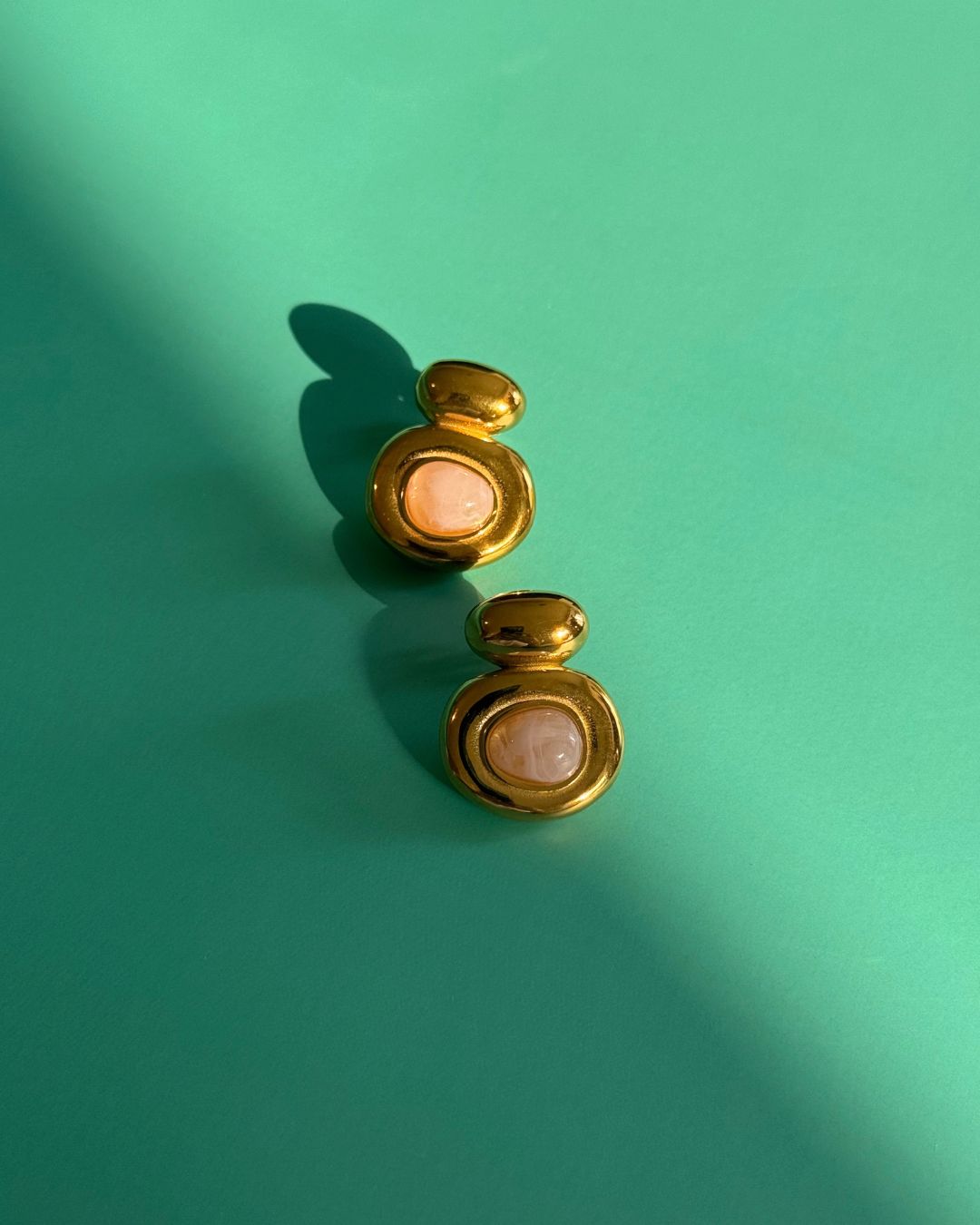 The Blush Stone | Pale Pink 18ct PVD Gold-Plated Stud Earrings