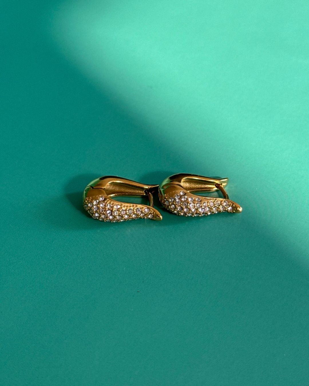 The Divided Light | Cubic Zirconia 18ct PVD Gold-Plated Long Hoop Earrings