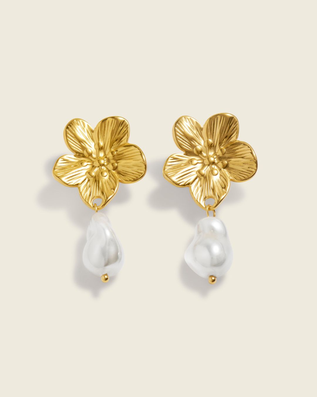 The Ivory Bloom | Pearl 18ct PVD Gold-Plated Floral Drop Earrings