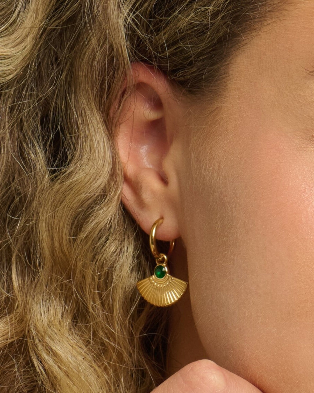 The Green Anchor | Green Cubic Zirconia 18ct PVD Gold-Plated Earrings