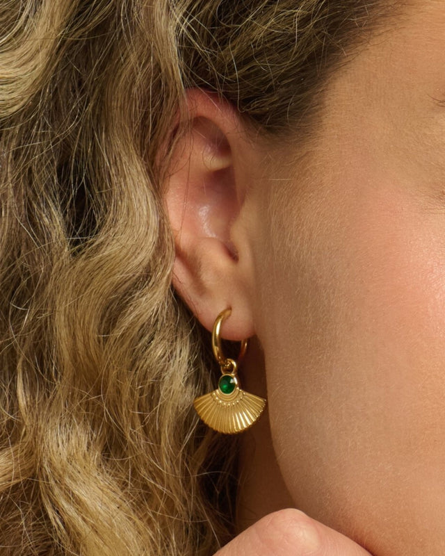 The Green Anchor | Green Cubic Zirconia 18ct PVD Gold-Plated Earrings