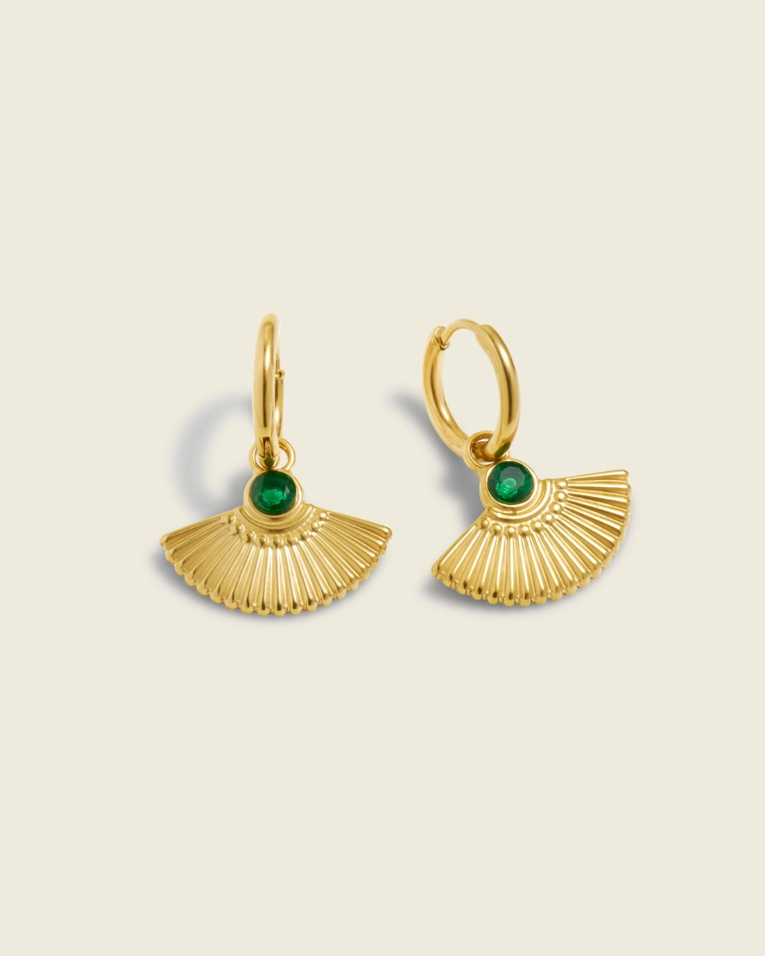 The Green Anchor | Green Cubic Zirconia 18ct PVD Gold-Plated Earrings