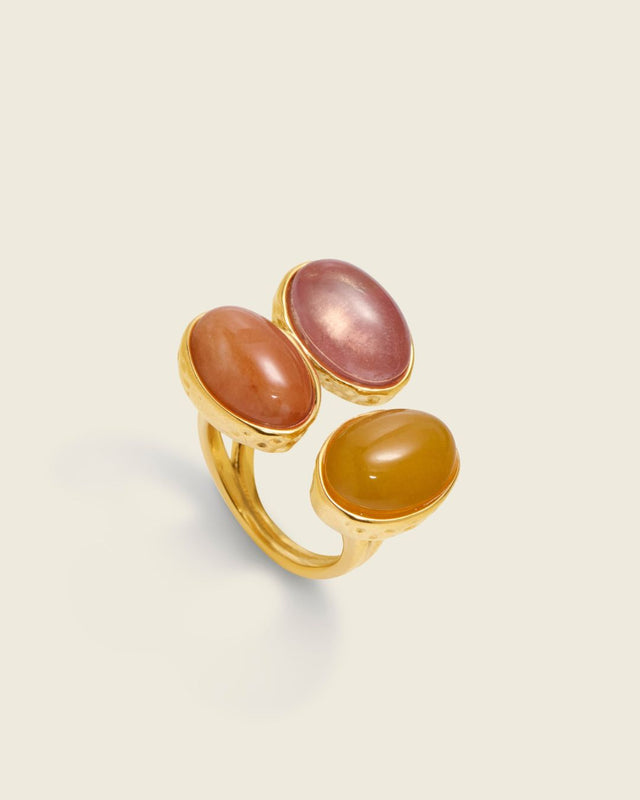 The Citrus | Aventurine & Agate 18ct PVD Gold-Plated Ring