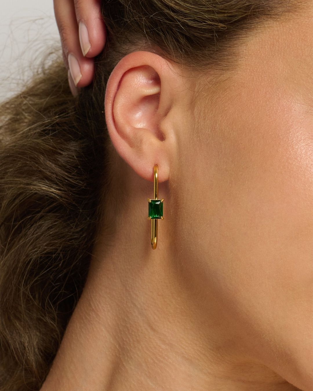 The Green Hornet | Green Cubic Zirconia 18ct PVD Gold-Plated Drop Earrings