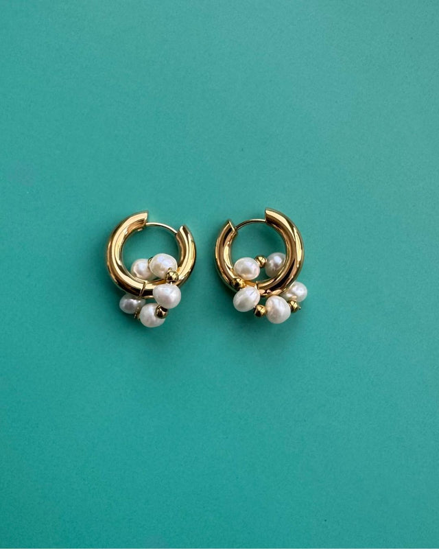 The Crescent Moon | Pearl Gold-Plated Drop Earrings