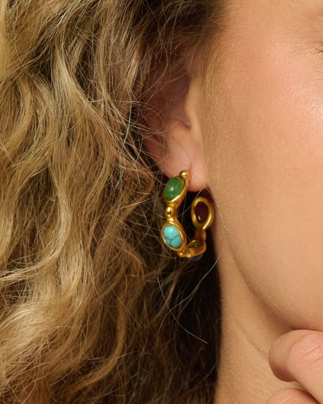 Fragments Of The Desert | Colourful Agate 18ct PVD Gold-Plated Earrings