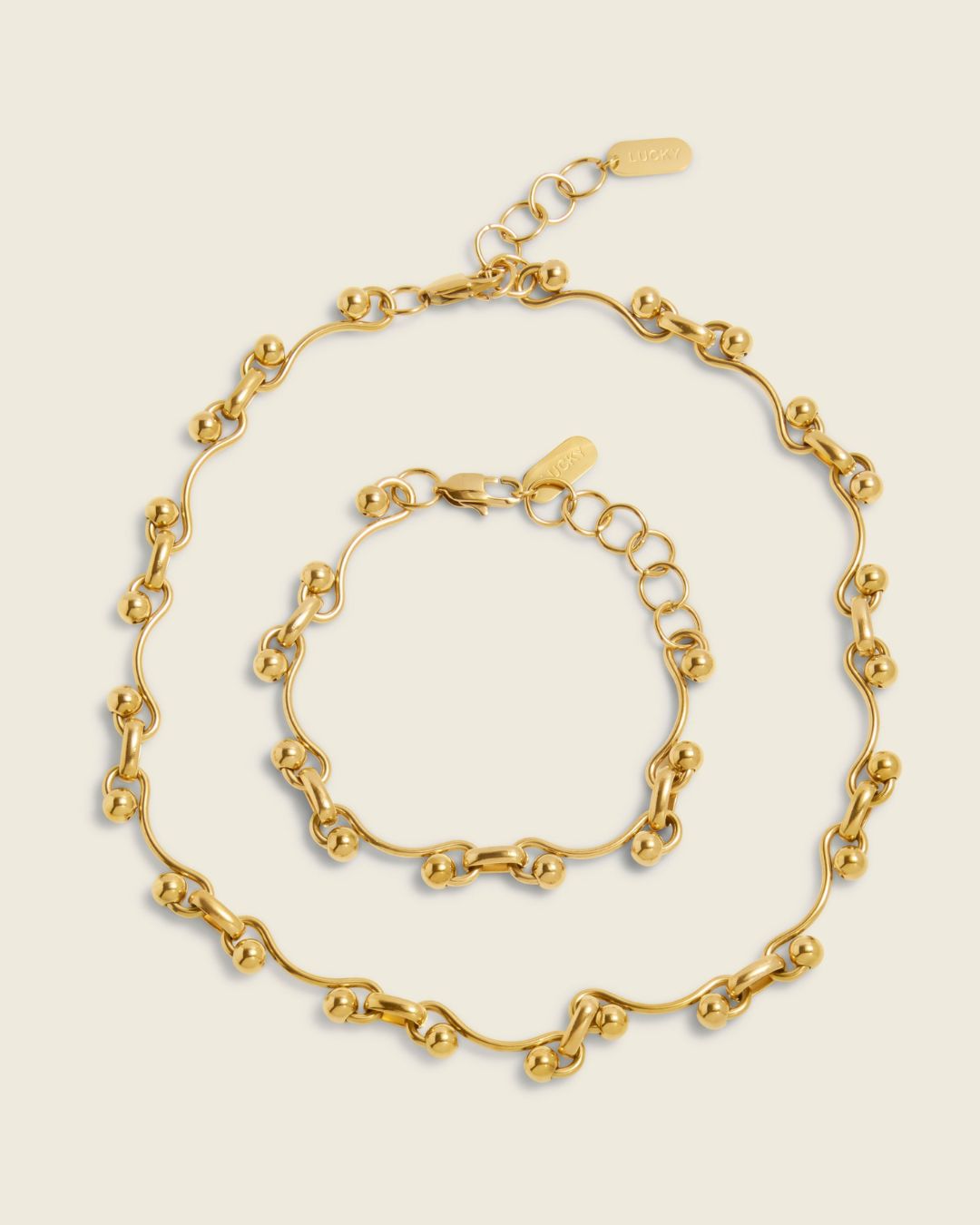 The Goldwave Set | 18ct PVD Gold-Plated Necklace & Bracelet Set