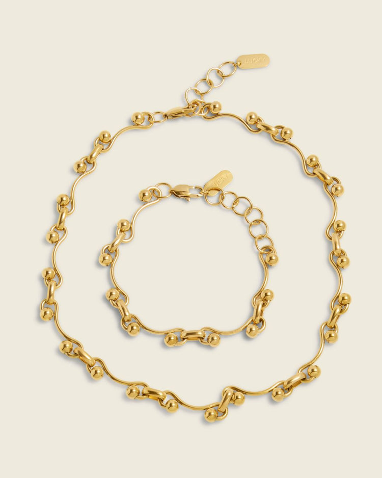 The Goldwave Set | 18ct PVD Gold-Plated Necklace & Bracelet Set