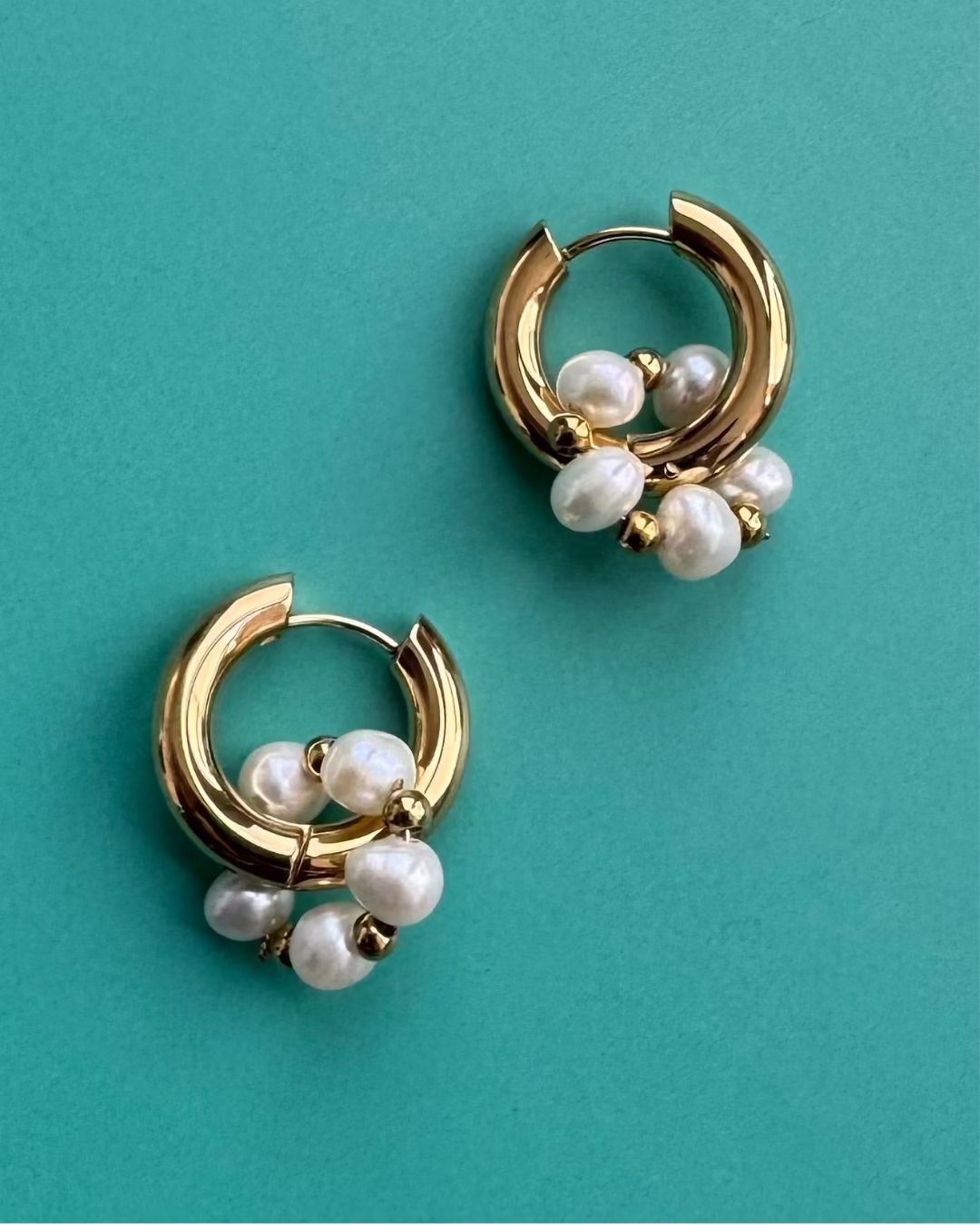 The Crescent Moon | Pearl Gold-Plated Drop Earrings