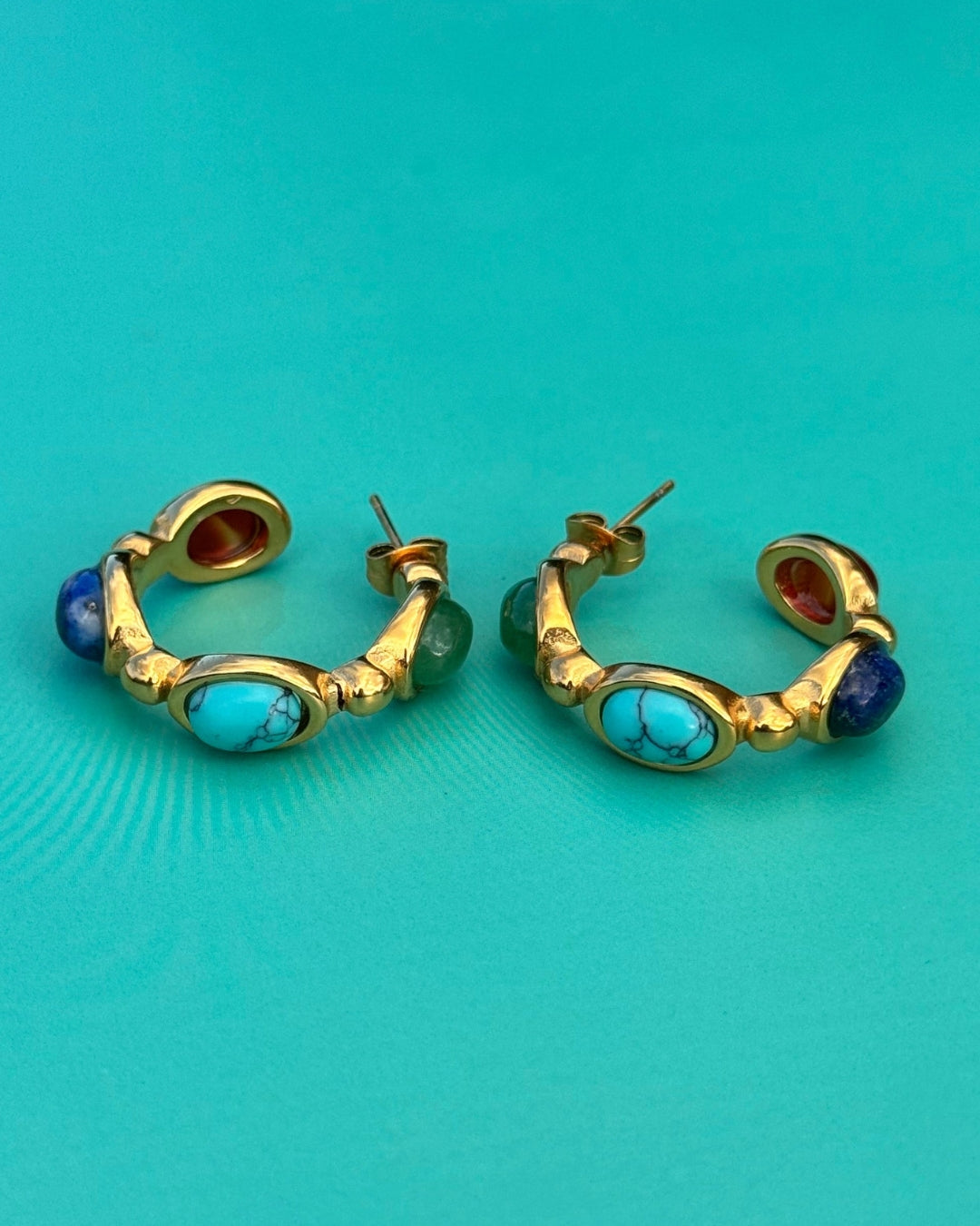 Fragments Of The Desert | Colourful Agate 18ct PVD Gold-Plated Earrings