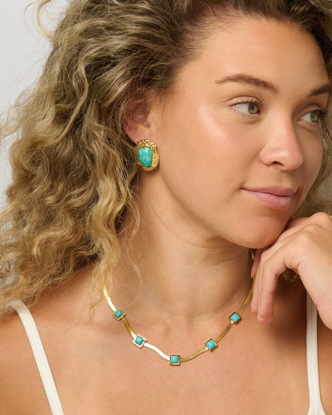 The Warmth of Still Water | Turquoise 18ct PVD Gold-Plated Necklace