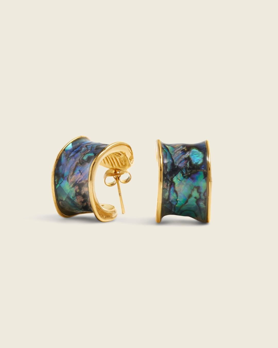 The Ocean Remembers | Blue Mother of Pearl 18ct PVD Gold-Plated Hoops