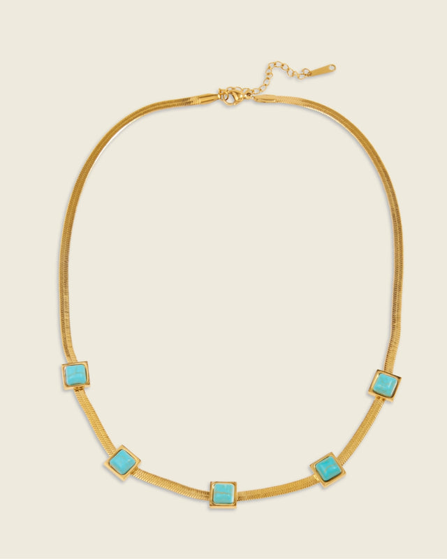 The Warmth of Still Water | Turquoise 18ct PVD Gold-Plated Necklace