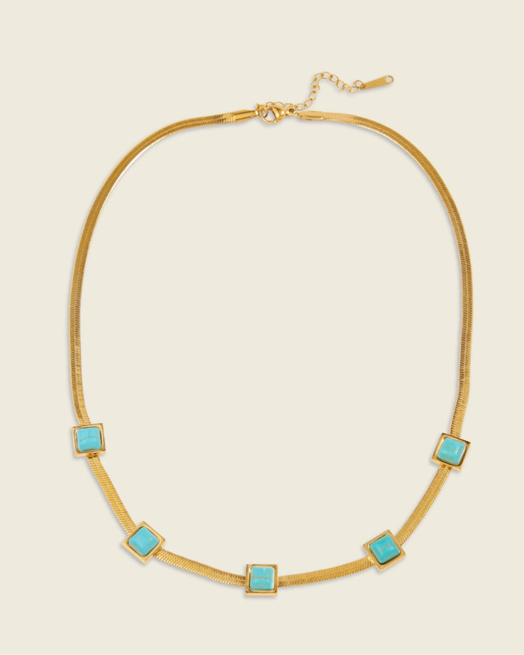 The Warmth of Still Water | Turquoise 18ct PVD Gold-Plated Necklace