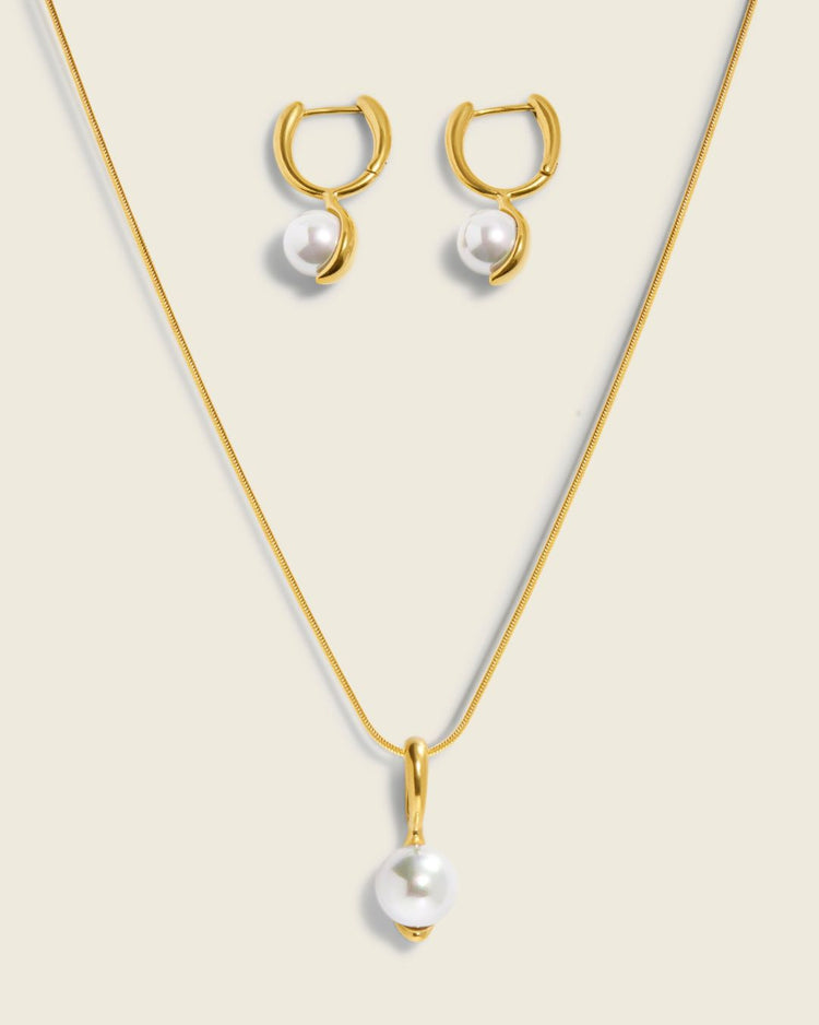The Coastal Heirloom Set | Pearl 18ct PVD Gold-Plated Jewellery Set