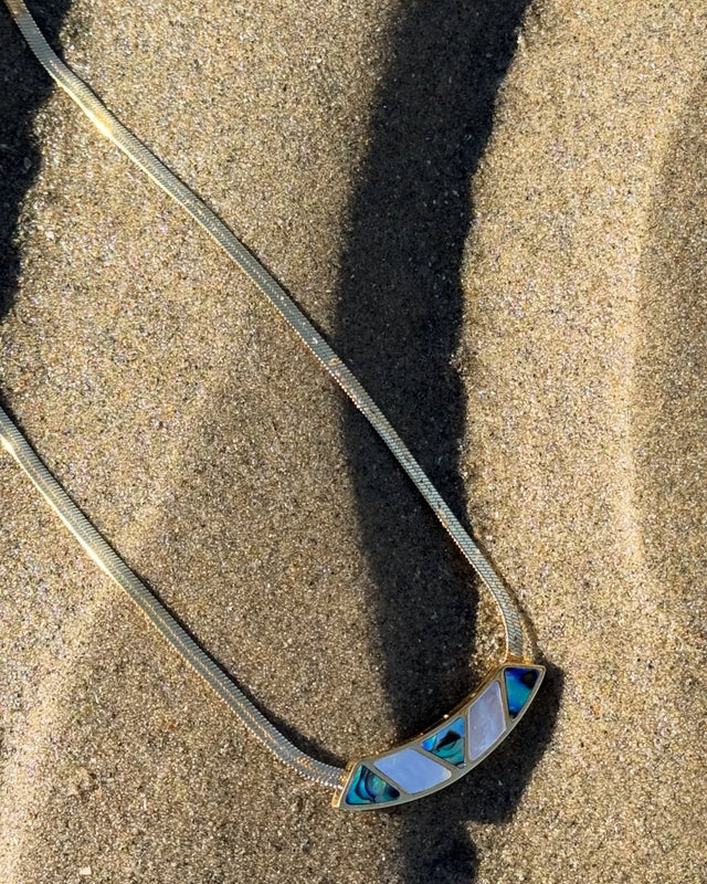 Parrot's Cove | Blue & White Mother of Pearl 18ct PVD Gold-Plated Necklace