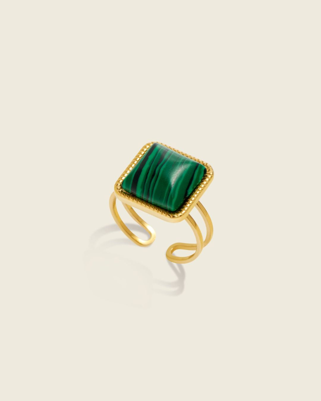 The Green Agate Rings | 18ct PVD Gold-Plated Gemstone Rings
