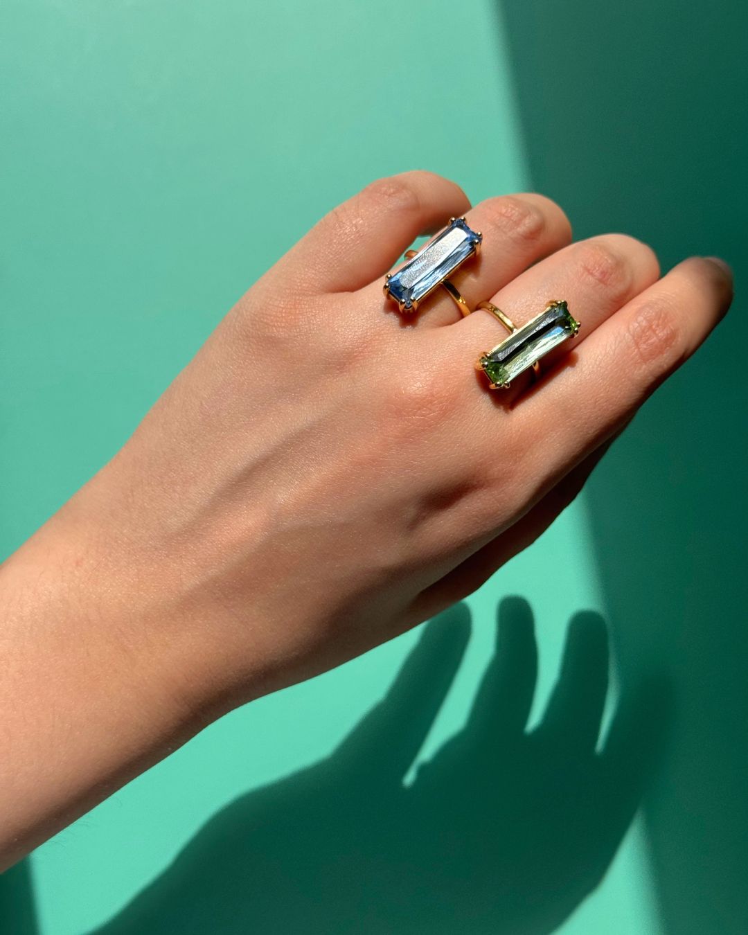 Sea Glass Rings | Colourful Cubic Zirconia 18ct PVD Gold-Plated Rings