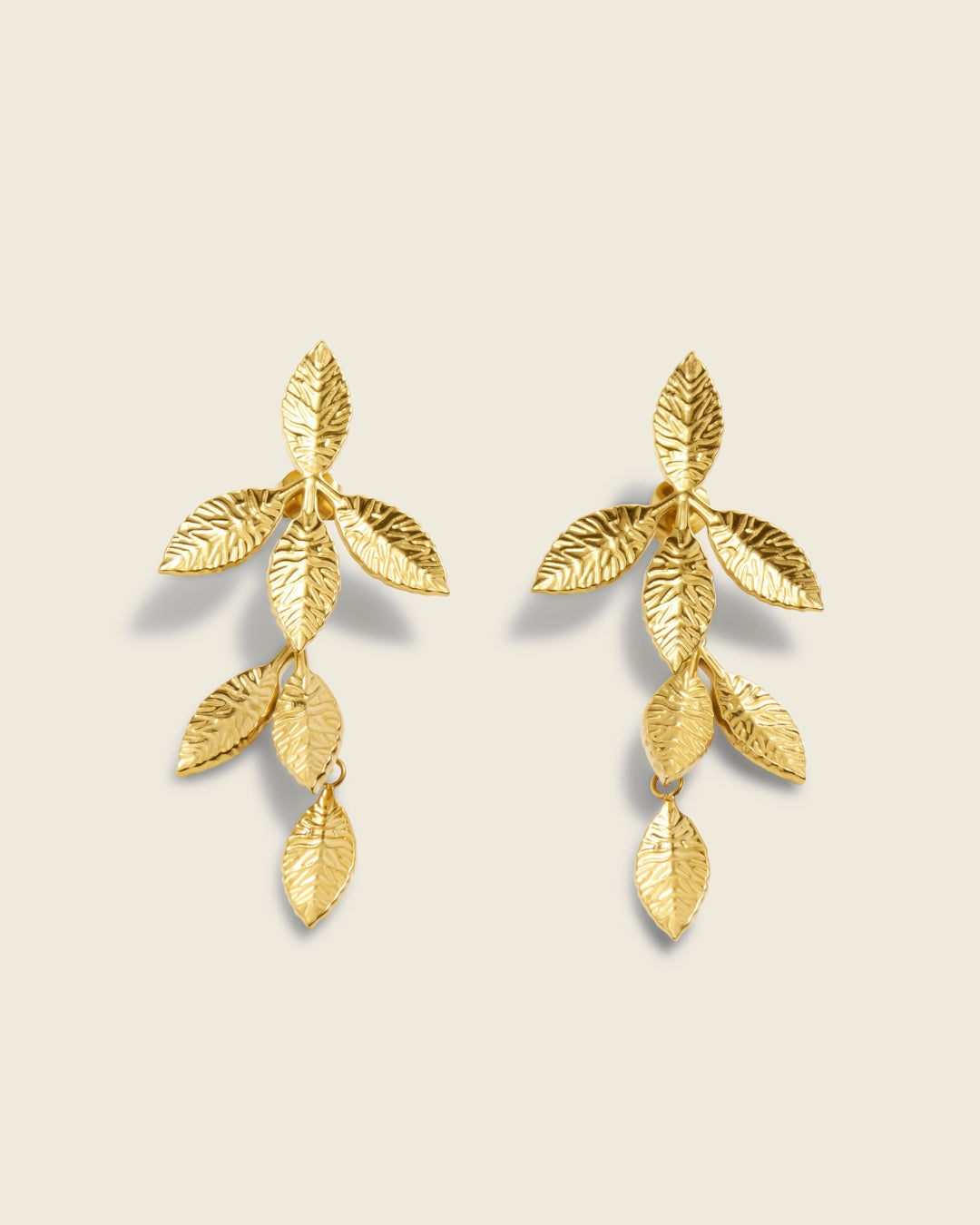 The Shape Of Ferns | Nature-Inspired 18ct PVD Gold-Plated Drop Earrings