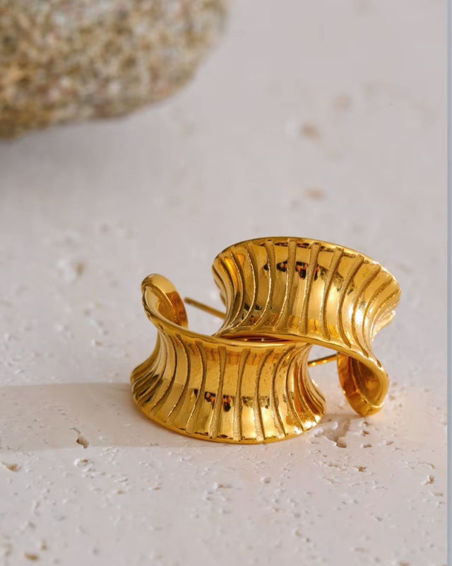 Sunlit Cove | Sculptural 18ct PVD Gold-Plated Hoop Earrings