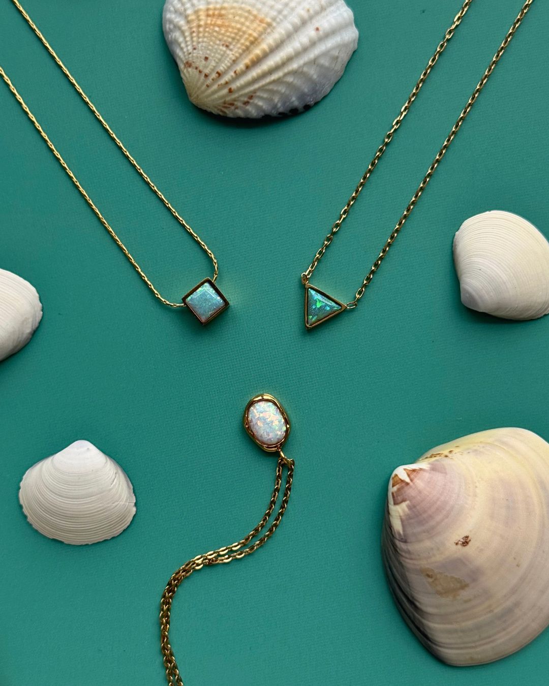 The Cosmic | Blue Opal 18ct PVD Gold-Plated Pendant Necklace