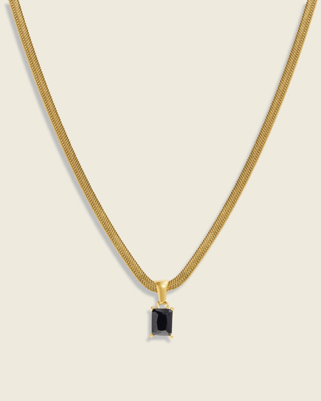 Something in the Dark | Black Cubic Zirconia 18ct PVD Gold-Plated Necklace