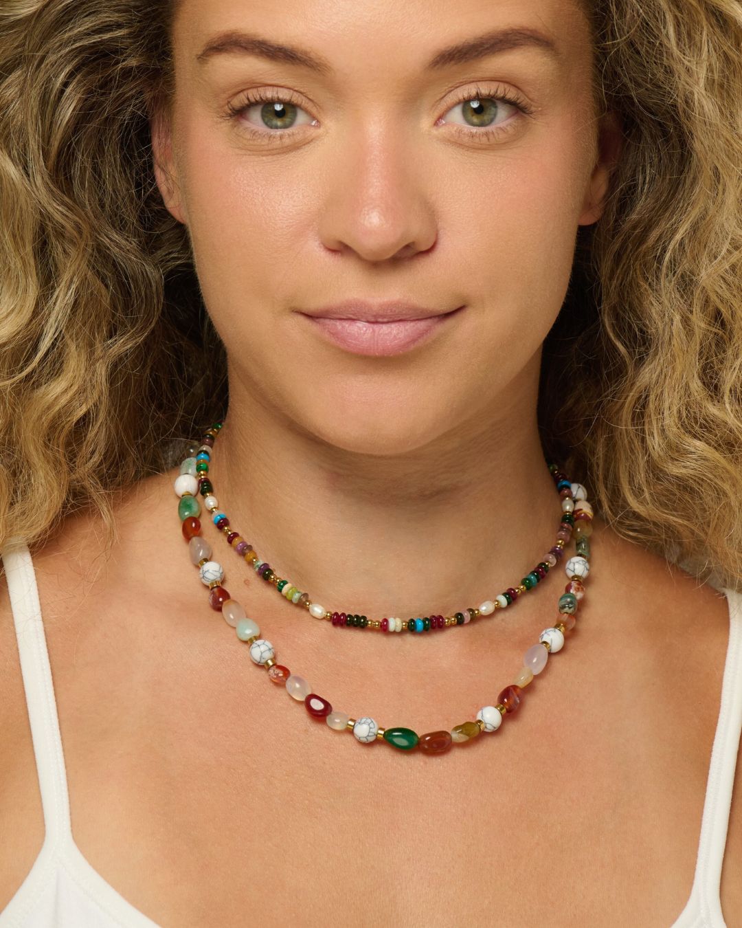 Treasures Left By Tides | Mixed Gemstone 18ct PVD Gold-Plated Necklace