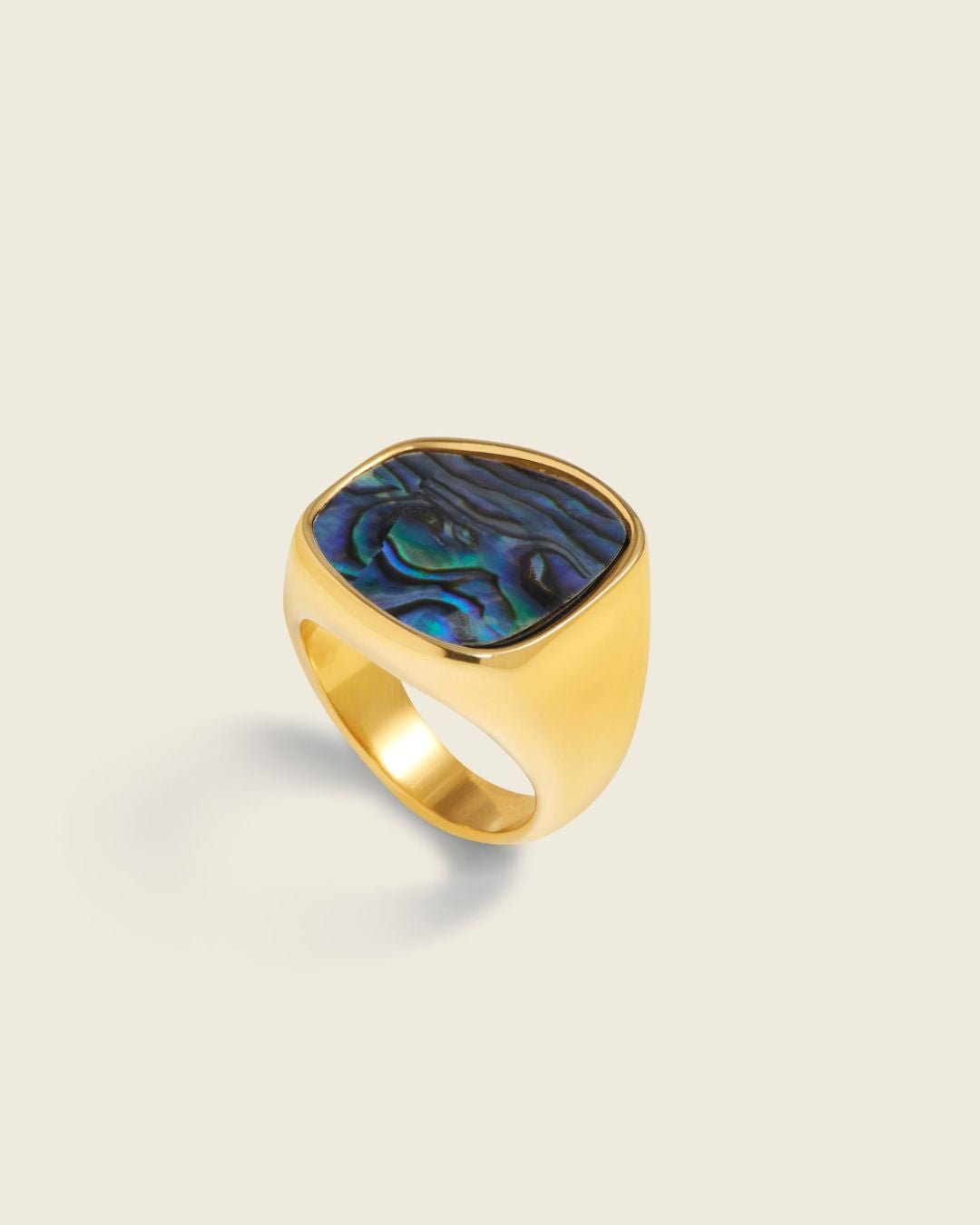 Signature Blue Mother of Pearl Rings | 18ct PVD Gold-Plated Rings