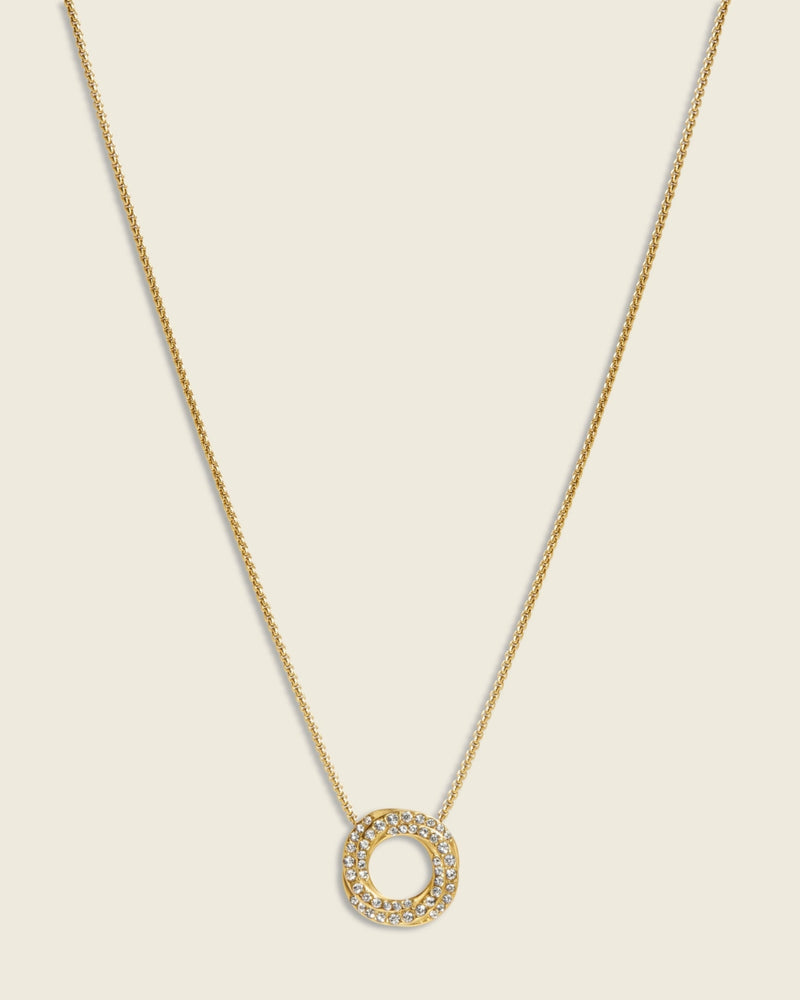 The Lunar Veil cubic zirconia gold pendant necklace