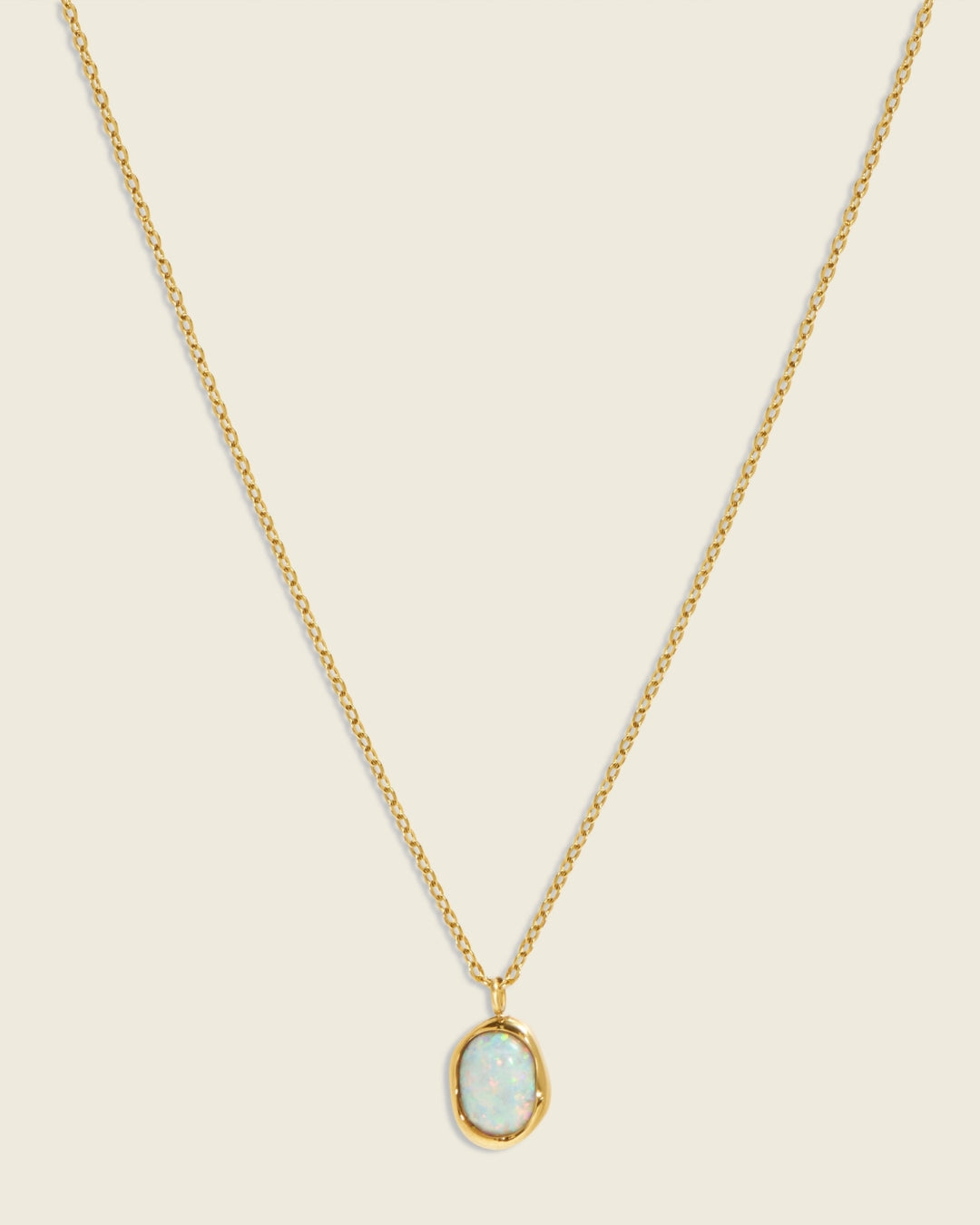 Ocean of Stars | White Opal 18ct PVD Gold-Plated Pendant Necklace