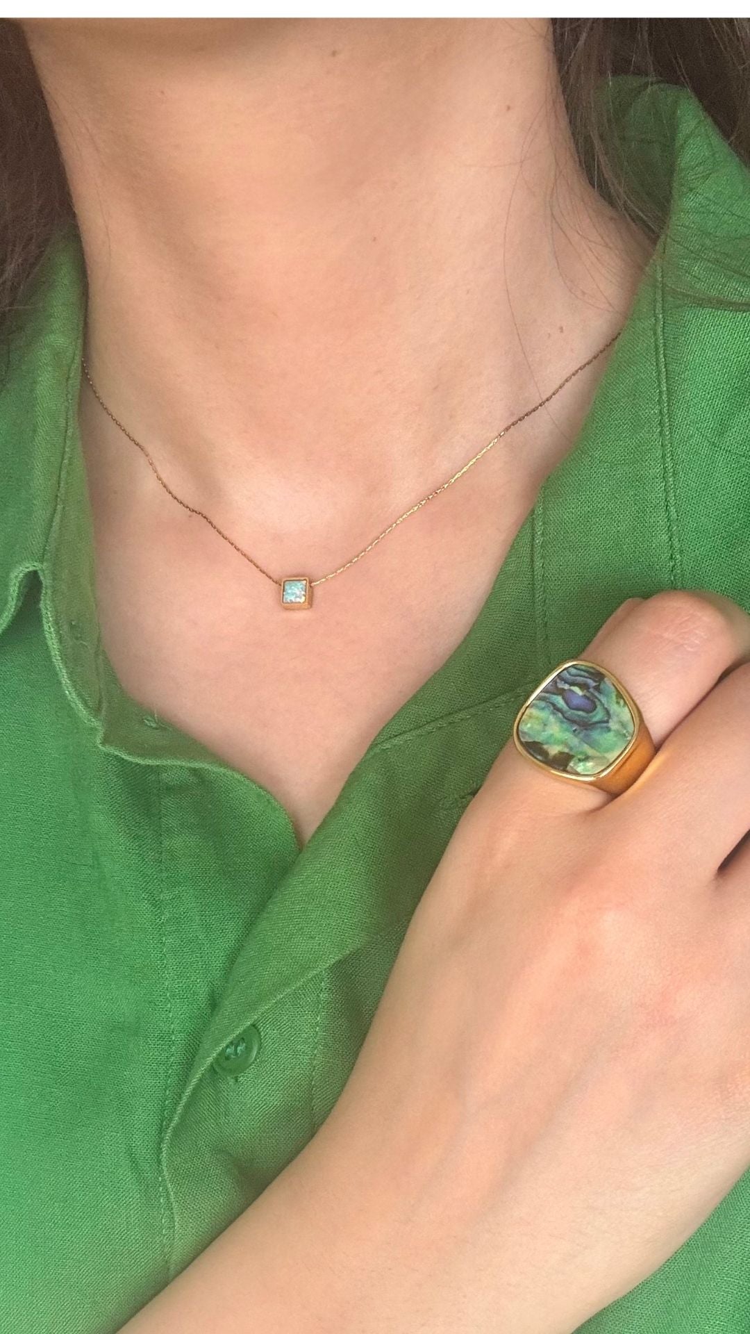 The Astral | Blue Opal 18ct PVD Gold-Plated Pendant Necklace