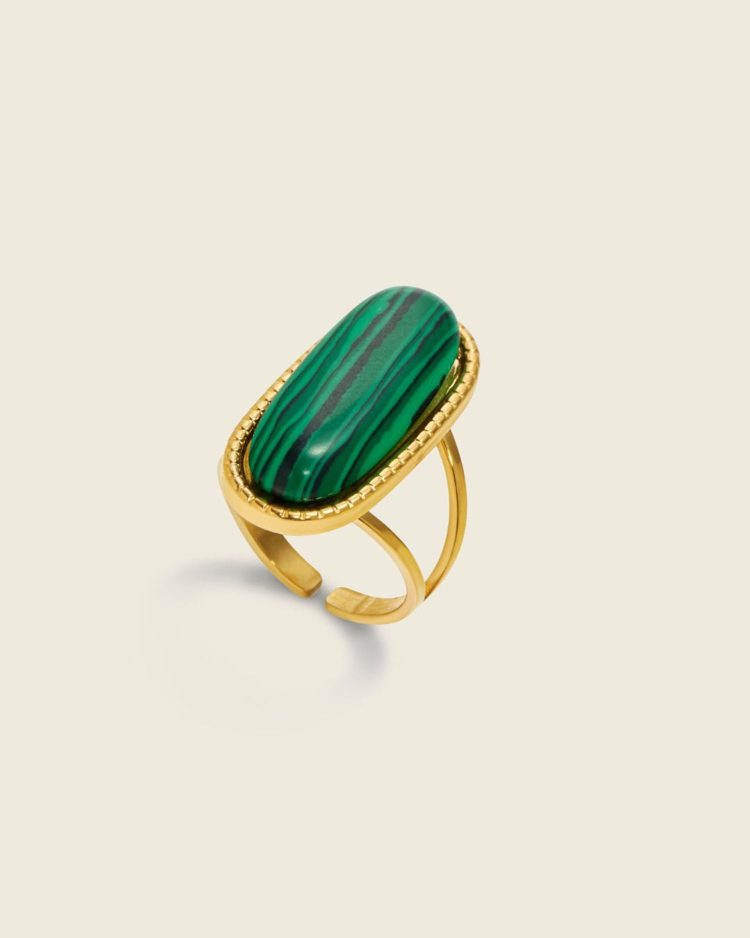 The Green Agate Rings | 18ct PVD Gold-Plated Gemstone Rings