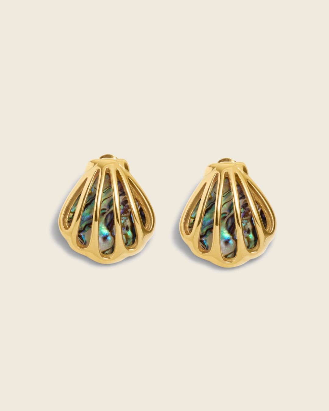 The Clamshell Set | Blue Mother of Pearl Shell 18ct PVD Gold-Plated Jewellery Set