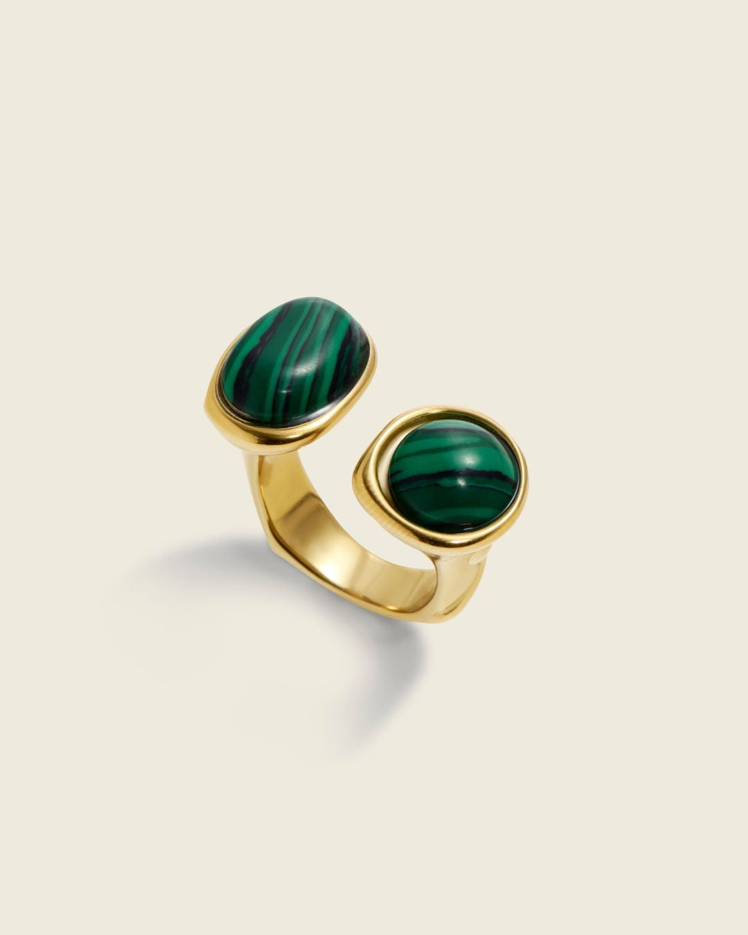The Green Agate Rings | 18ct PVD Gold-Plated Gemstone Rings