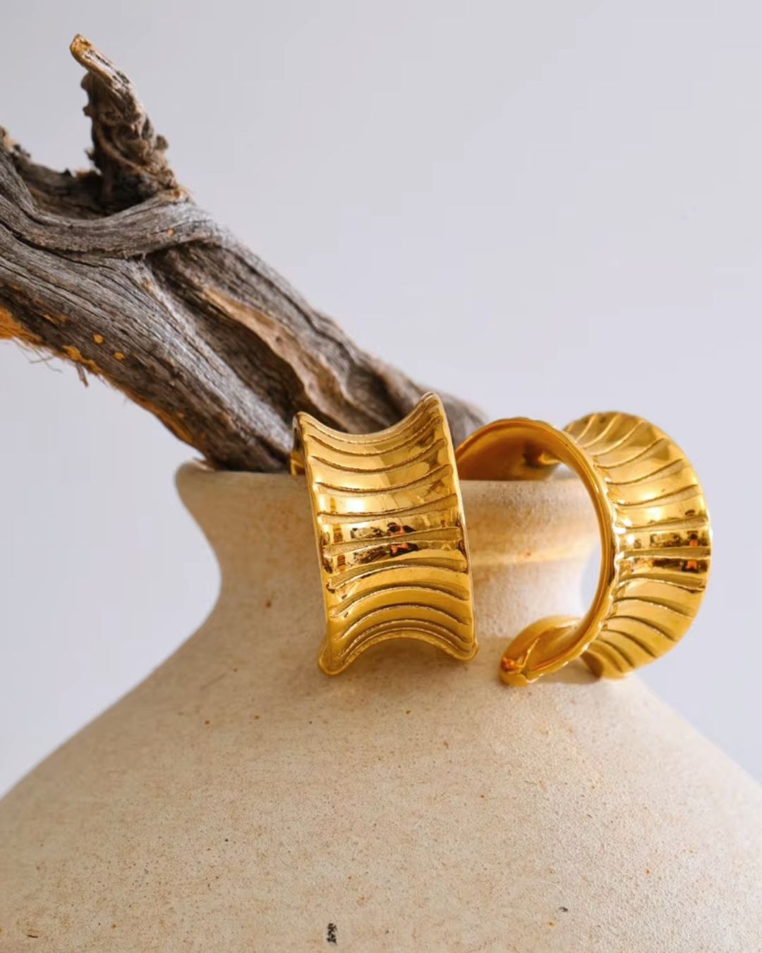 Sunlit Cove | Sculptural 18ct PVD Gold-Plated Hoop Earrings