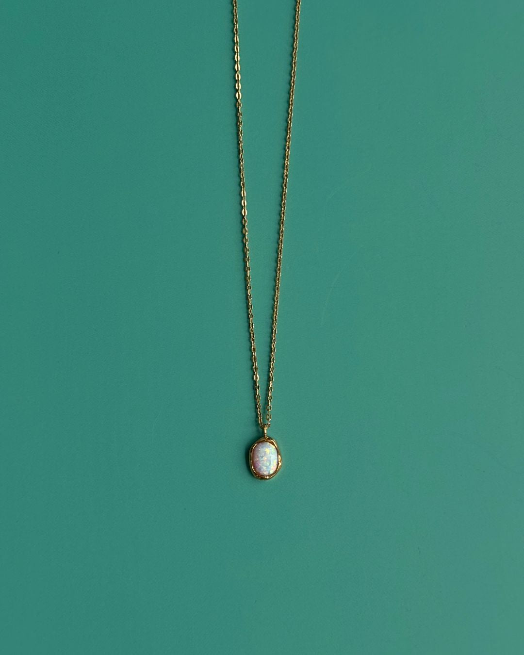 Ocean of Stars | White Opal 18ct PVD Gold-Plated Pendant Necklace