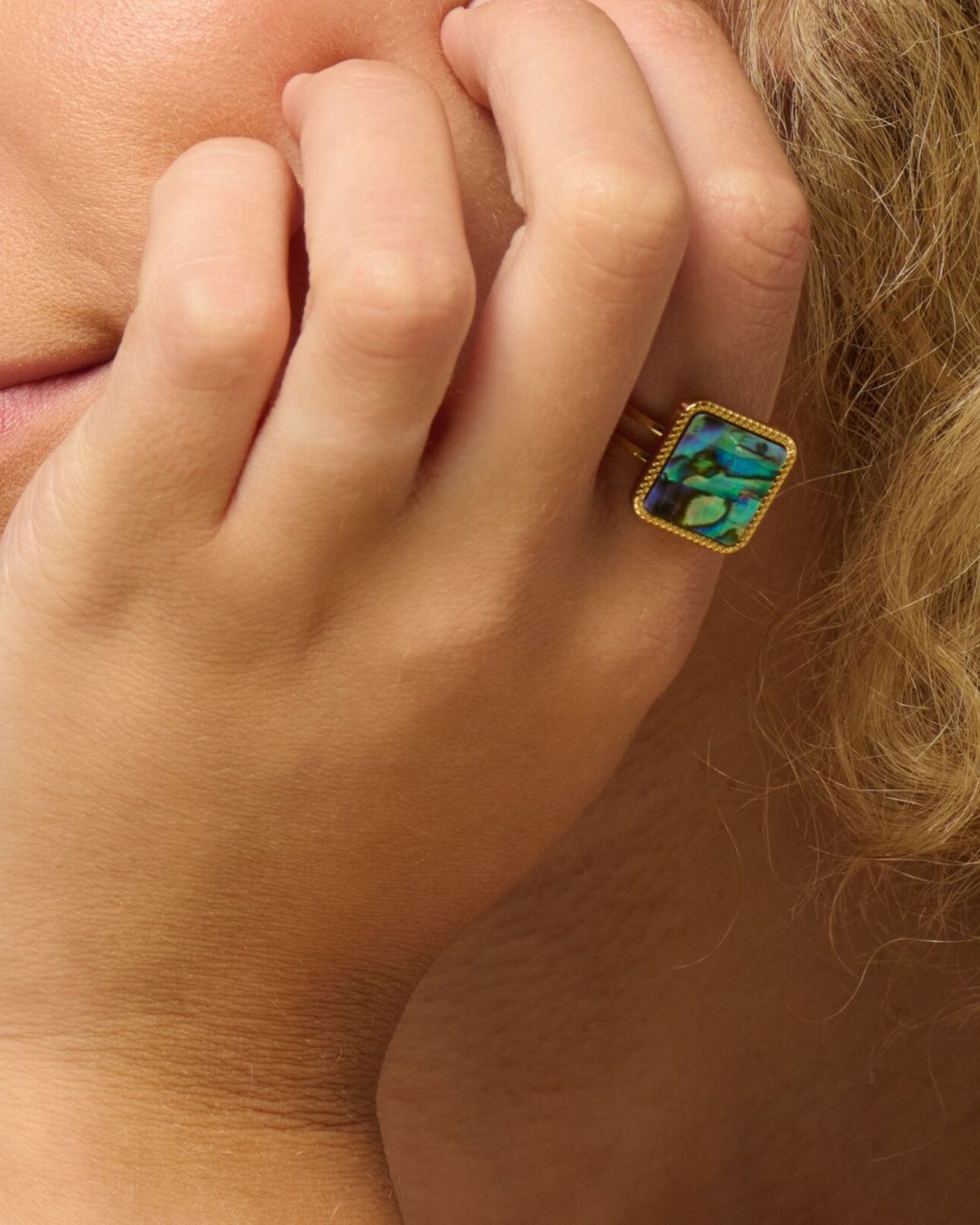 Signature Blue Mother of Pearl Rings | 18ct PVD Gold-Plated Rings