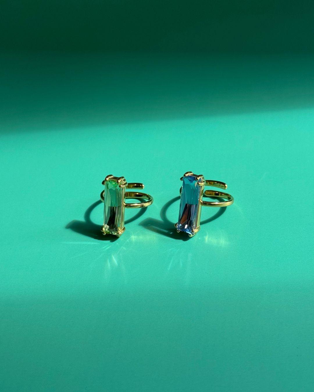 Sea Glass Rings | Colourful Cubic Zirconia 18ct PVD Gold-Plated Rings