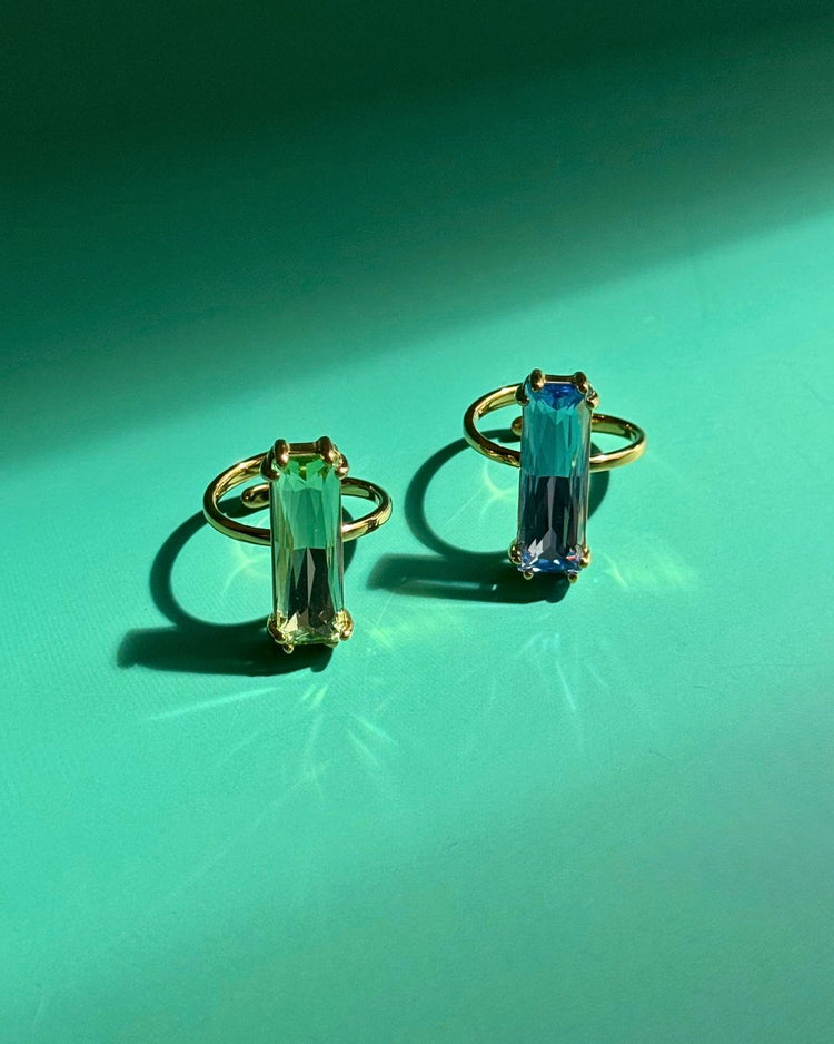 Sea Glass Rings | Colourful Cubic Zirconia 18ct PVD Gold-Plated Rings
