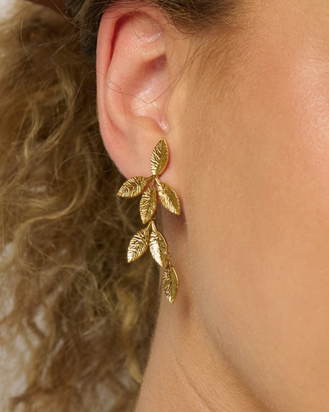 The Shape Of Ferns | Nature-Inspired 18ct PVD Gold-Plated Drop Earrings