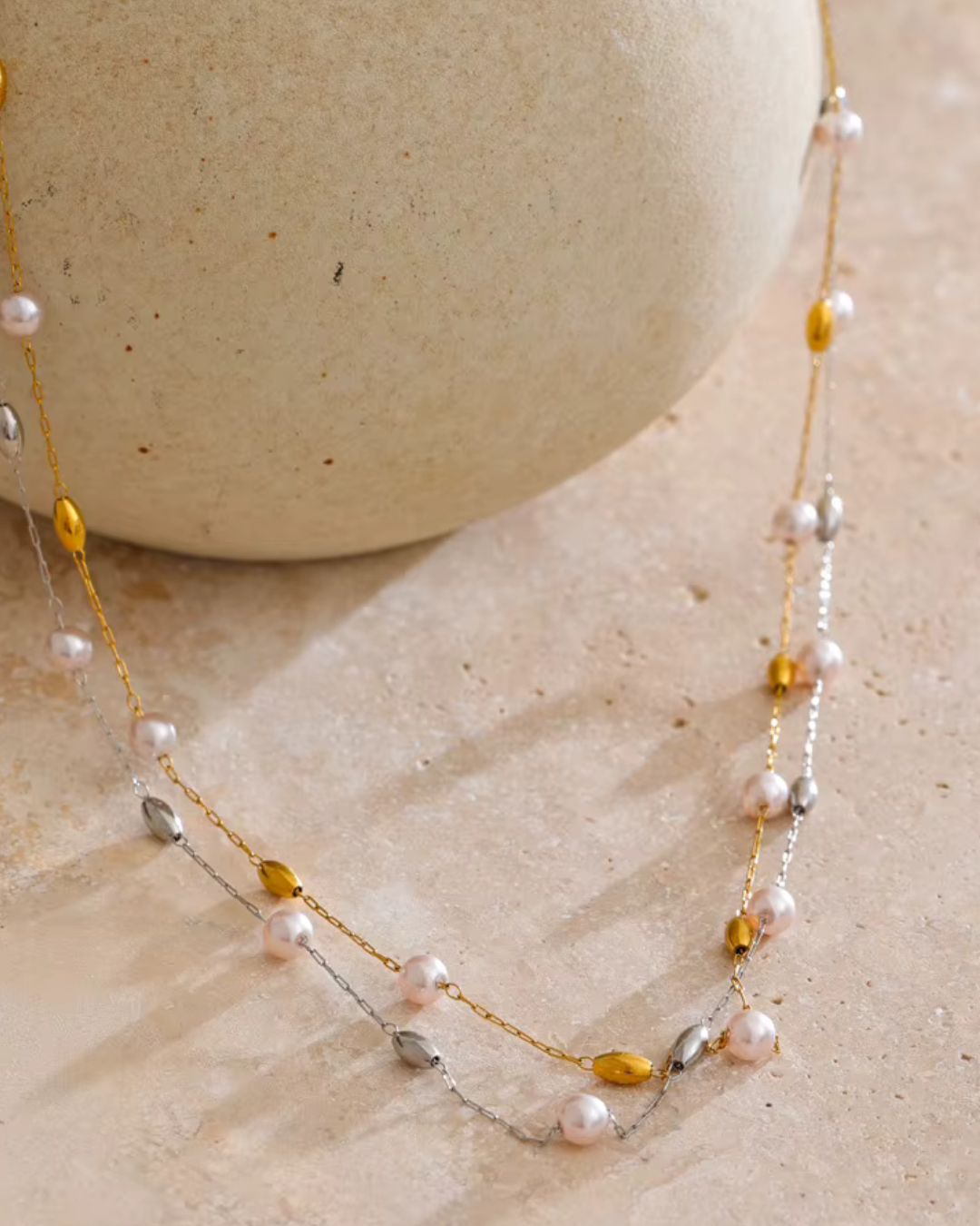 After the Moonrise | Imitation Pearl 18ct PVD Gold-Plated Necklace