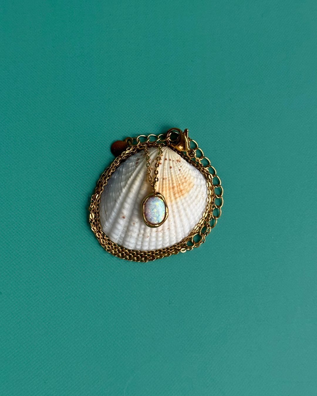 Ocean of Stars | White Opal 18ct PVD Gold-Plated Pendant Necklace