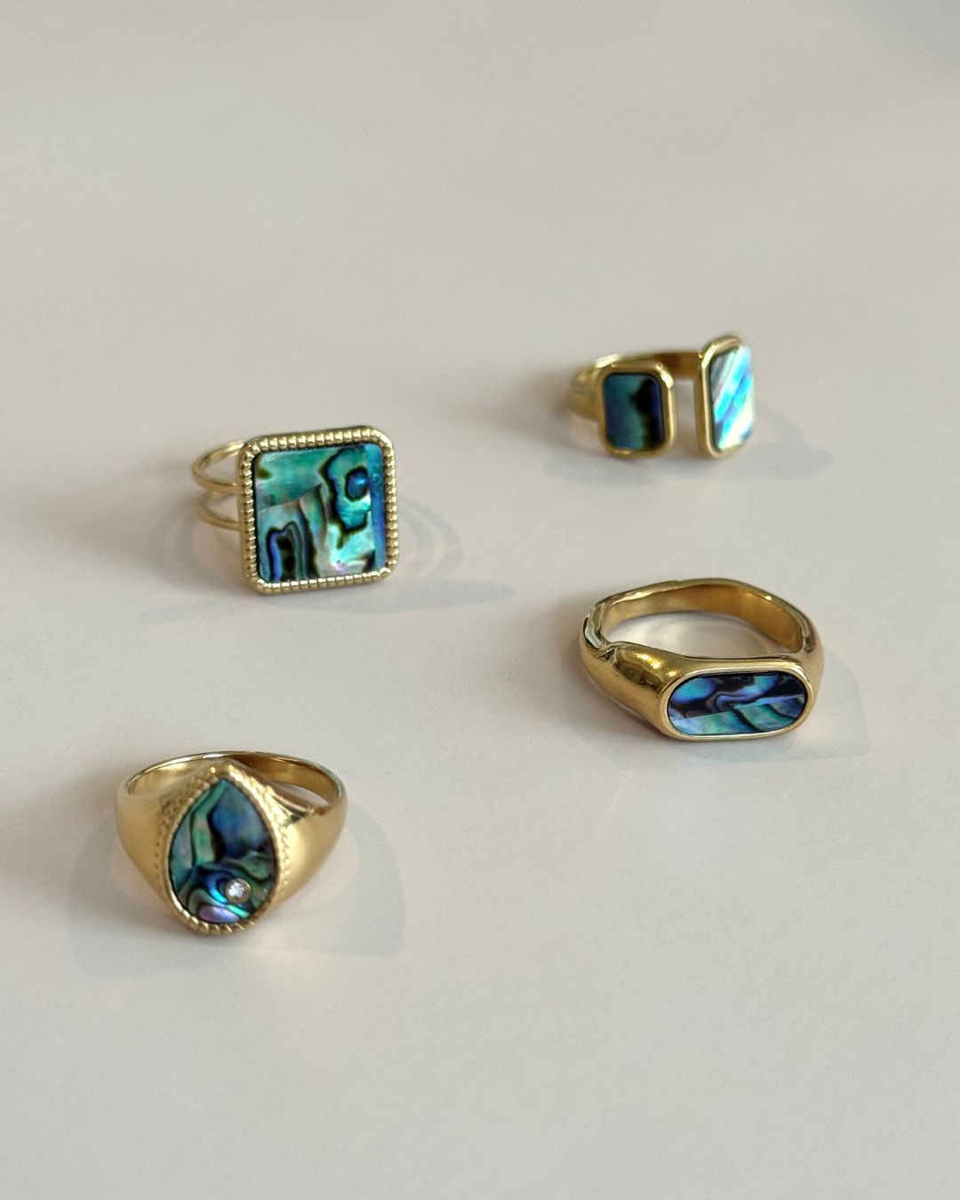 Signature Blue Mother of Pearl Rings | 18ct PVD Gold-Plated Rings